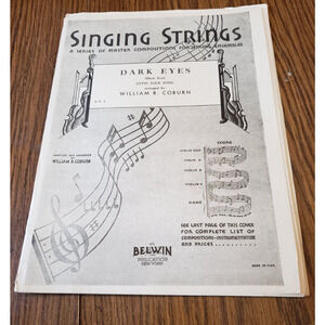 Singing Strings Compositions for String Ensembles Dark Eyes Vintage Sheet Music